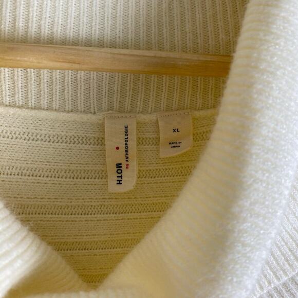 MOTH Brenta Sweater Size XL Ivory Cream Cowl Tunic Relaxed Casual Anthropologie - Picture 12 of 16